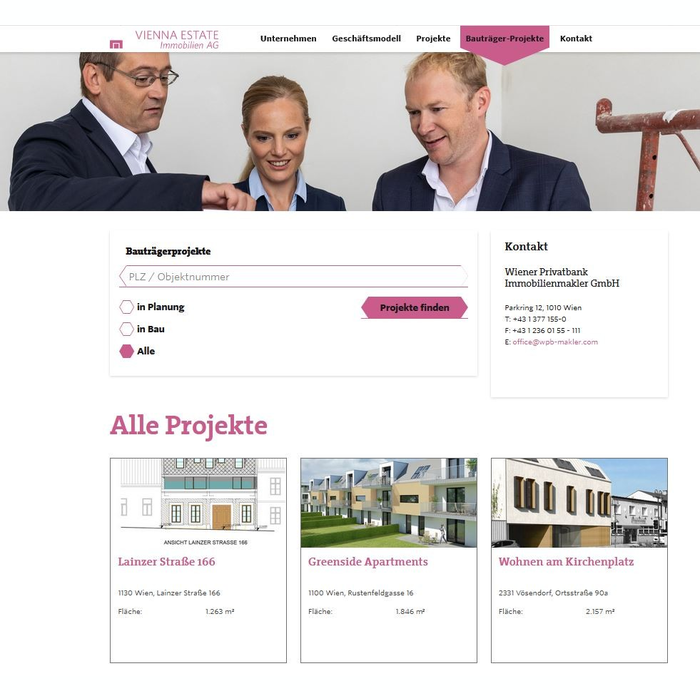 Screenshot "ViennaEstate Immobilien"