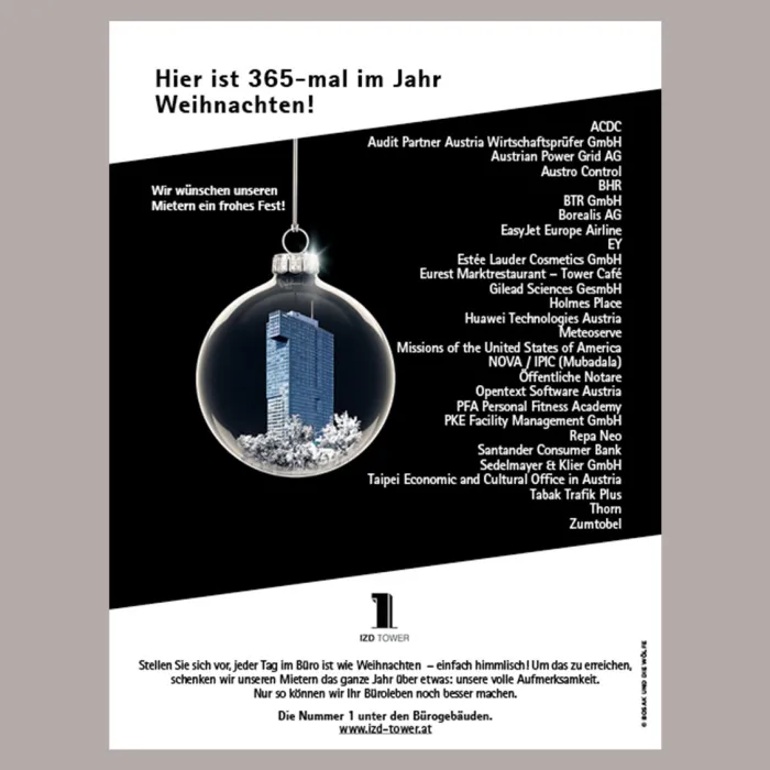IZD Tower Anzeige Weihnachtswünsche