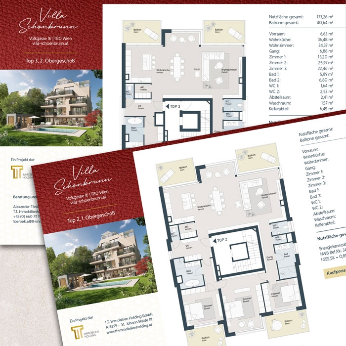 Auf dem Bild befindet sich die Visualisierung der Raumaufteilung in der Villa Schönbrunn.