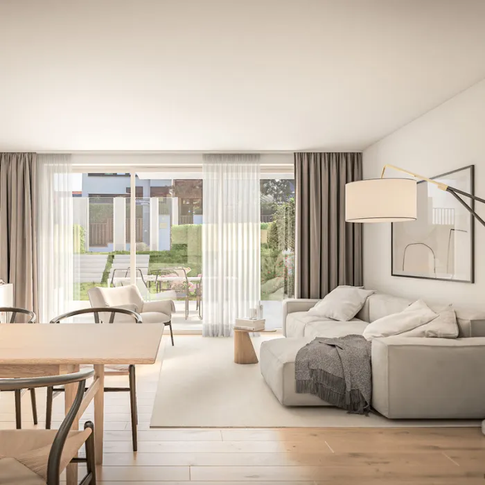 Design Duette Wohnküche mit Blick ins Grüne