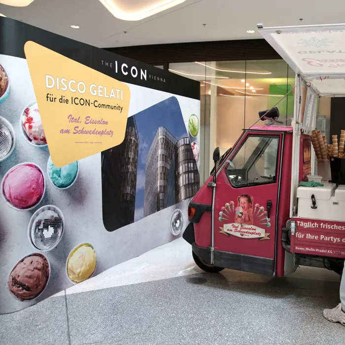 Eisevent Rückwand mit Eiswagen