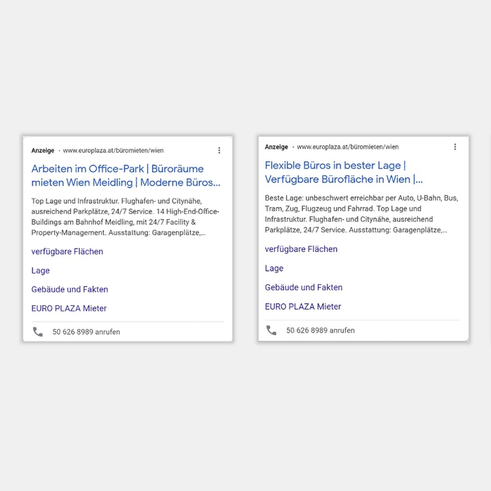 EUROPLAZA Google Suchmaschinen-Werbung