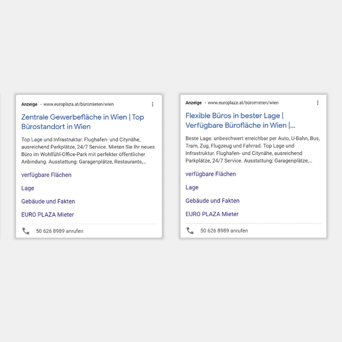 EUROPLAZA Google Suchmaschinen-Werbung