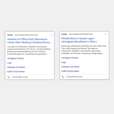 EUROPLAZA Google Suchmaschinen-Werbung